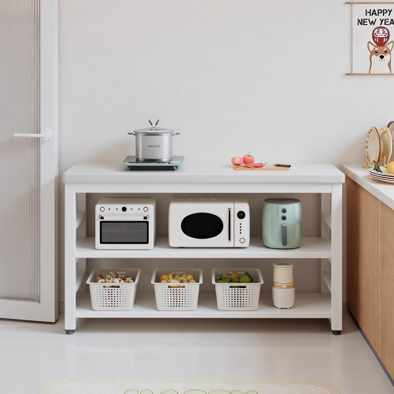 厨房置物架落地多层微波炉架切菜桌多功能家用长方形小长桌收纳架