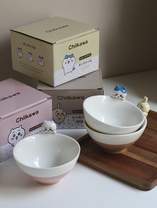 新款日本Chiikawa陶瓷餐碗吉伊小八乌萨奇釉下彩米饭碗可爱礼物碗