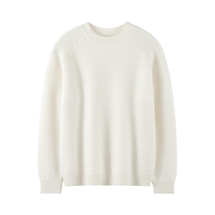 正反针插肩休闲100%纯山羊绒衫宽松厚毛衣2025秋冬圆领女保暖针织