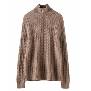 2025秋冬新款女羊绒100纯羊绒半高领半拉链套衫保暖羊绒上衣长袖