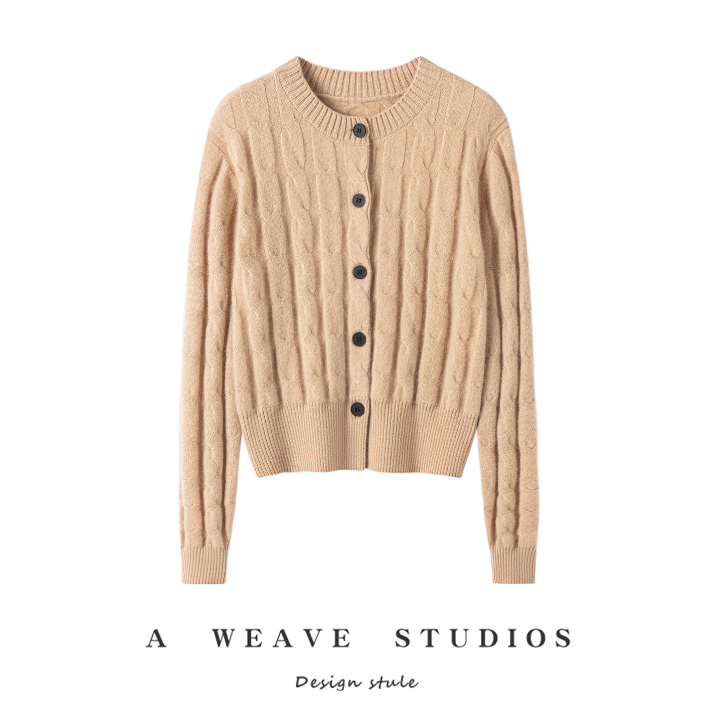 2025秋冬新款100%纯山羊绒开衫女圆领绞花针织毛衣外套宽松外搭,女装/女士精品,羊绒衫,淘宝优惠券,粉丝福利购,淘宝优惠卷