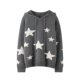 100%纯山羊绒衫 女连帽星星提花针织毛衣宽松慵懒风轻奢秋冬款 外套