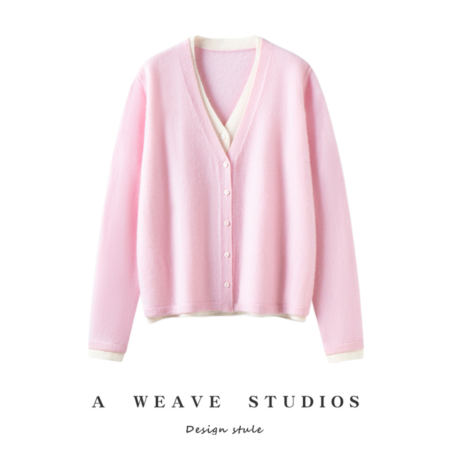 2025秋冬新款100%纯山羊绒衫女V领拼色假两件针织开衫毛衣外套女,女装/女士精品,羊绒衫,淘宝优惠券,粉丝福利购,淘宝优惠卷