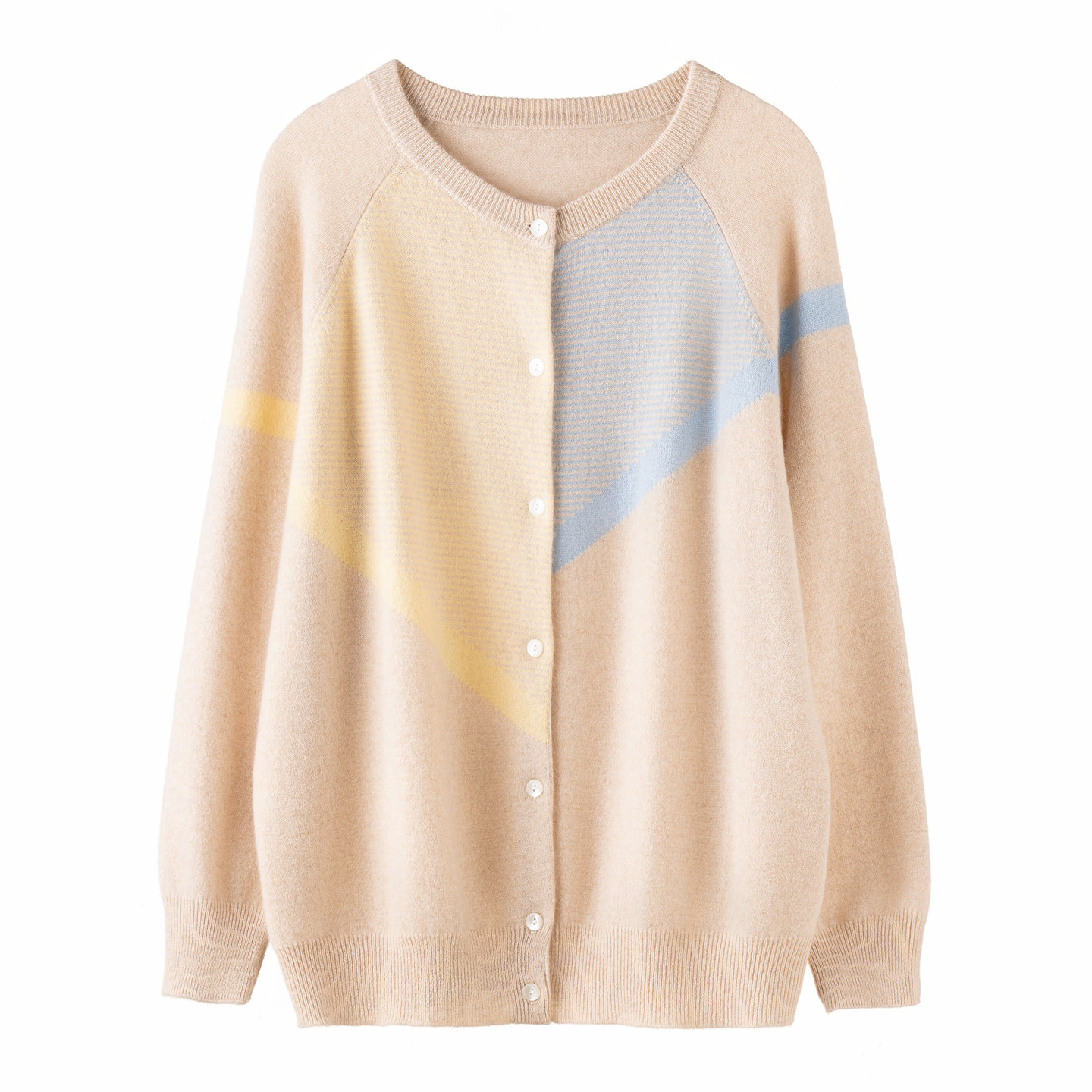 羊绒衫女100%山羊绒圆领毛衣开衫