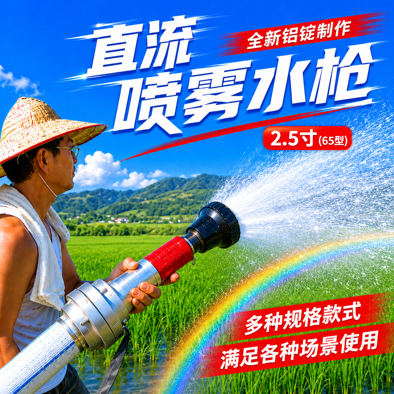 消防直流喷雾两用水枪头50开花直流65园林2寸2.5寸多功能洒水喷头