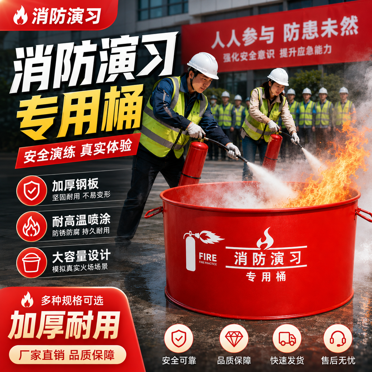 消防演习桶点火把安全引火点火器木制点火棒工具专用演习训练
