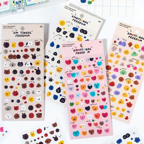 情绪自由表情包手帐贴纸可爱卡通彩色笑脸心情迷你小表情儿童贴画