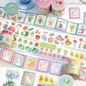 彩虹奏鸣曲法式 饰和纸胶带韩系ins风diy手账贴纸 涂鸦水彩风手帐装