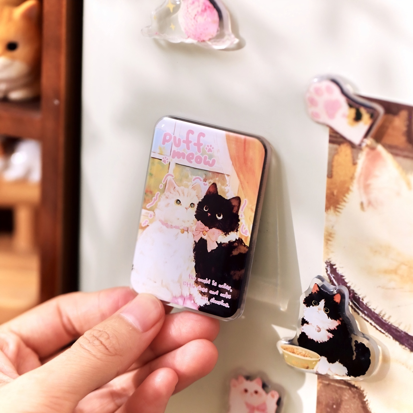 可爱卡通猫咪动物亚克力冰箱贴创意祝福文字磁吸DIY装饰小礼物