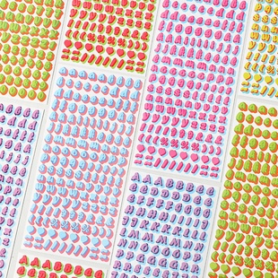 饰咕咕手账贴画 可口奶冻不干胶英文字母数字手帐贴纸ins咕卡装