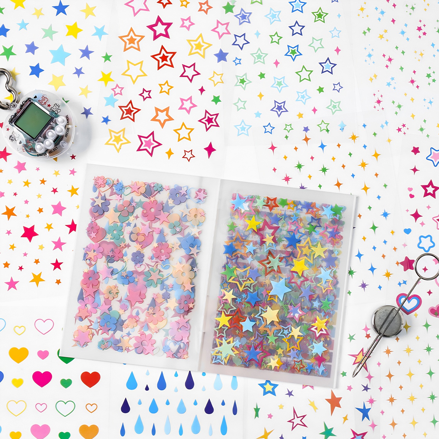 星光点点PET贴纸本切模deco彩星星五角星拍立得装饰diy手帐贴纸书