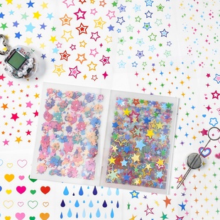 星光点点PET贴纸本切模deco彩星星五角星拍立得装 饰diy手帐贴纸书
