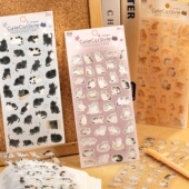 语闲毛绒绒集会手帐和纸贴纸可爱卡通动物猫咪猫猫手账装 饰贴画