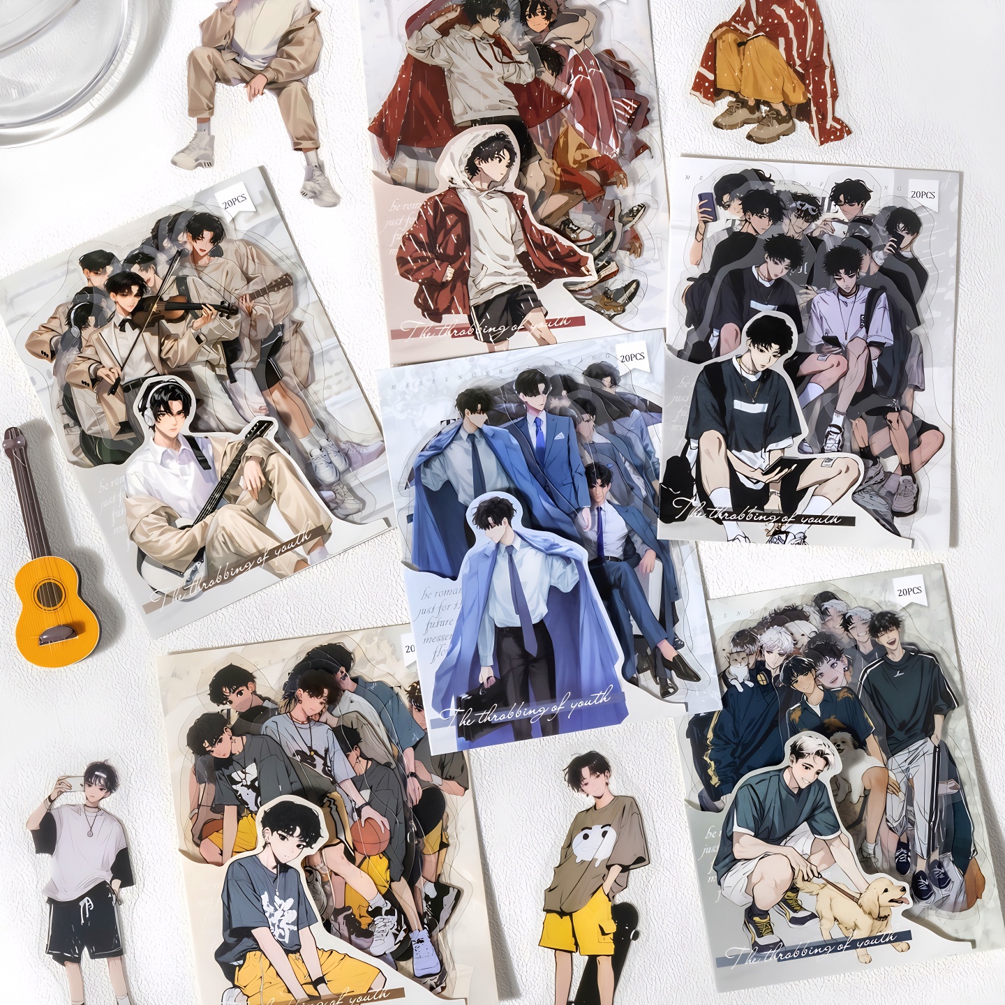 少年的悸动男生人物PET贴纸清冷学长帅气动漫风男友情侣男生贴画