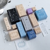 陌墨幸运星来临榉木复古手帐印章盐甜系星星流星星空手账木质印章