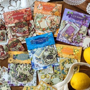 糖诗花果可书写贴纸果园物语森系童话风复古手账素材装 饰手帐贴画