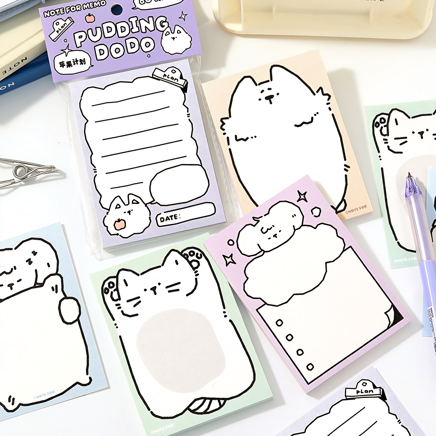 NOTE FOR可爱卡通动物80张便签本小本子简约高颜值便签纸无粘性