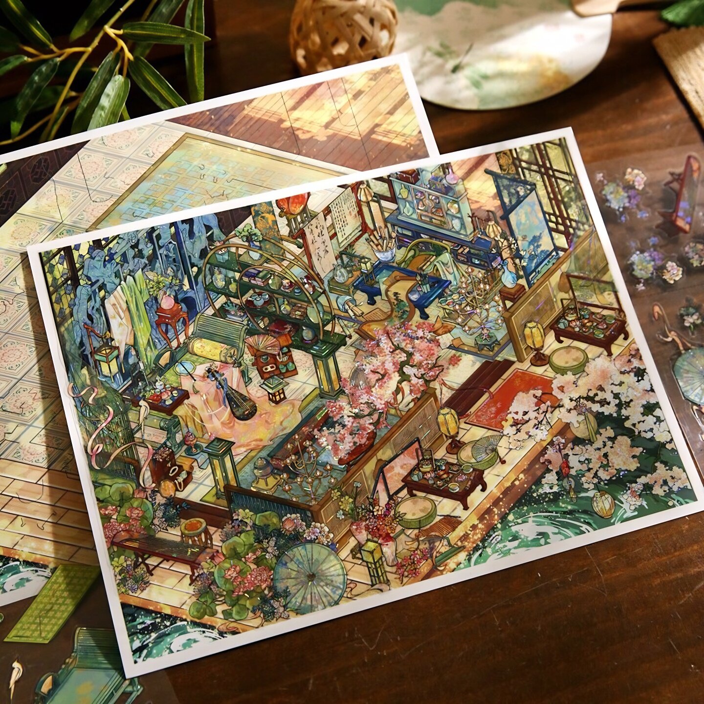 纸先生别问时春古风建筑花坞藏珍画舫风雅造景贴纸微缩场景贴画
