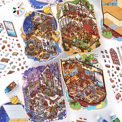 papermore小角落第五弹造景贴纸可爱小屋diy微缩场景贴画高难度