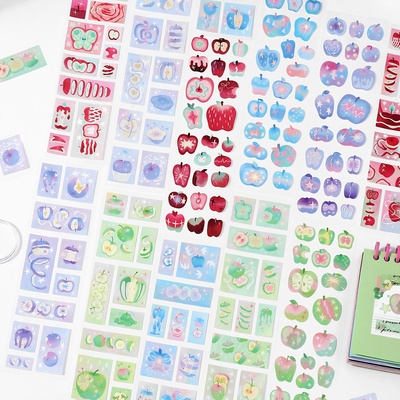 infeelme苹果星球不干胶手帐贴纸韩系昭和盐甜系手账素材贴画