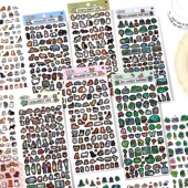 奇想日记亮膜手帐贴纸可爱卡通线条风动物切膜deco拍立得装 饰贴画