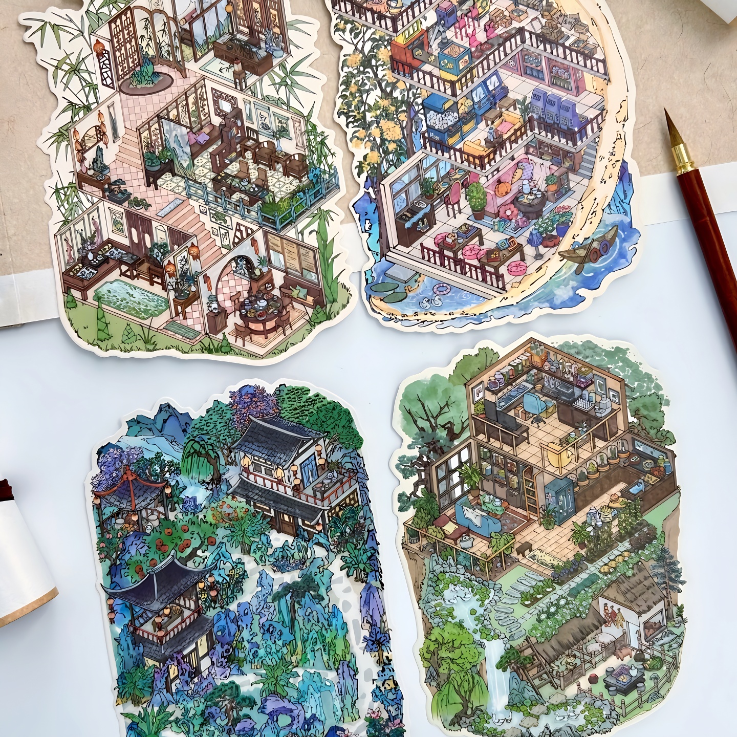 infeelme造景贴纸今日营业中全套微缩场景3d立体我的小屋8.0大号