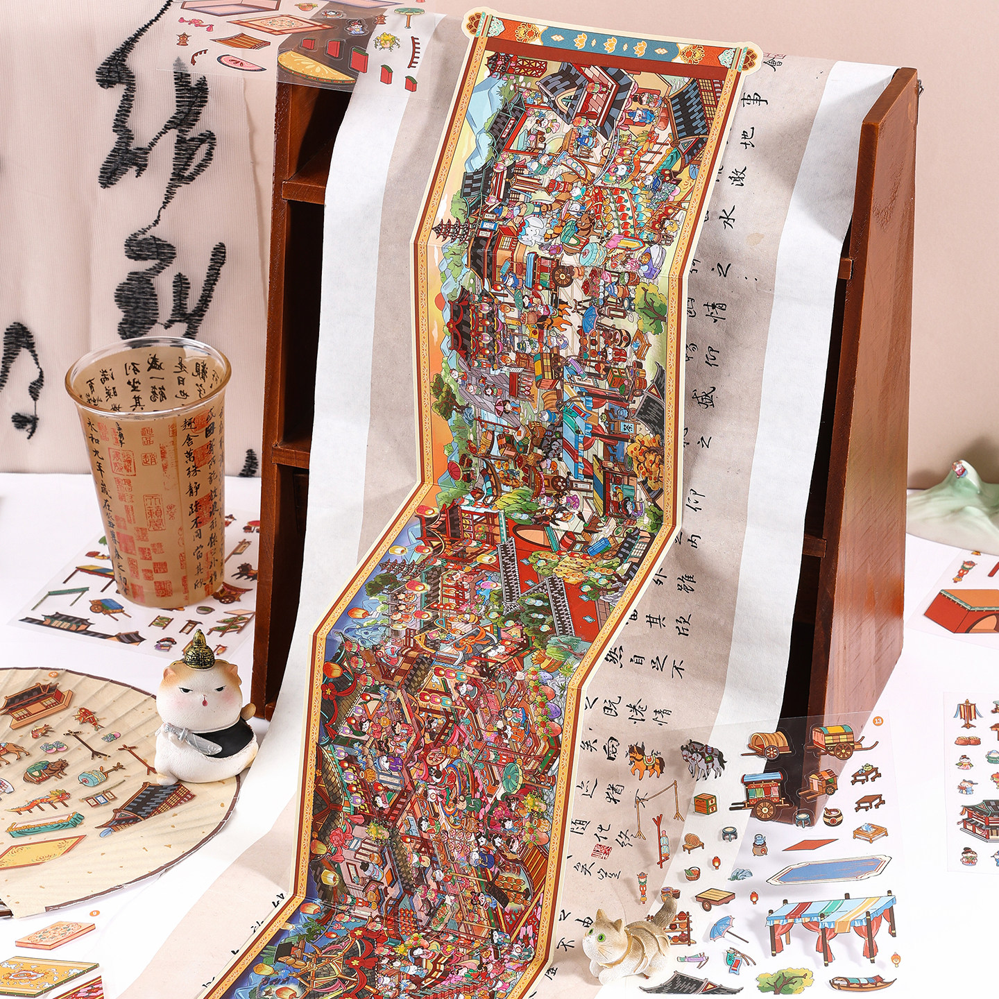 寓见诚品古风造景贴纸高难度盛世画卷卷轴折叠场景解压贴画大号,文具电教/文化用品/商务用品,贴纸/立体贴纸,淘宝优惠券,粉丝福利购,淘宝优惠卷