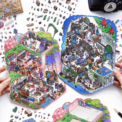 papermore小角落9.0第九弹大号造景贴纸立体微缩小屋3d场景贴画