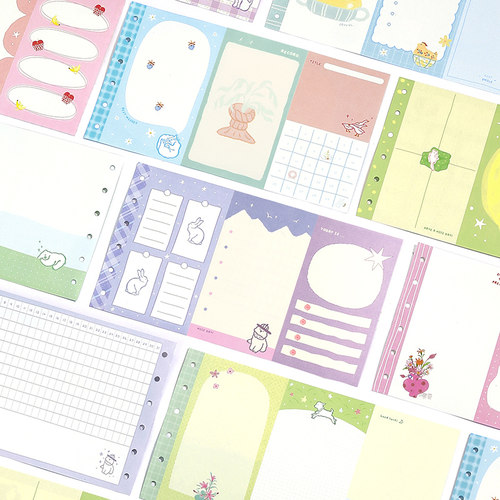 彩虹奏鸣曲A7手账本风琴活页替芯双面印刷彩色手帐内页活页纸内芯