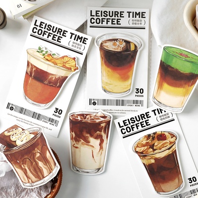 infeelme咖啡脑袋异形可爱便利贴有粘性饮料留言记事手帐n次贴