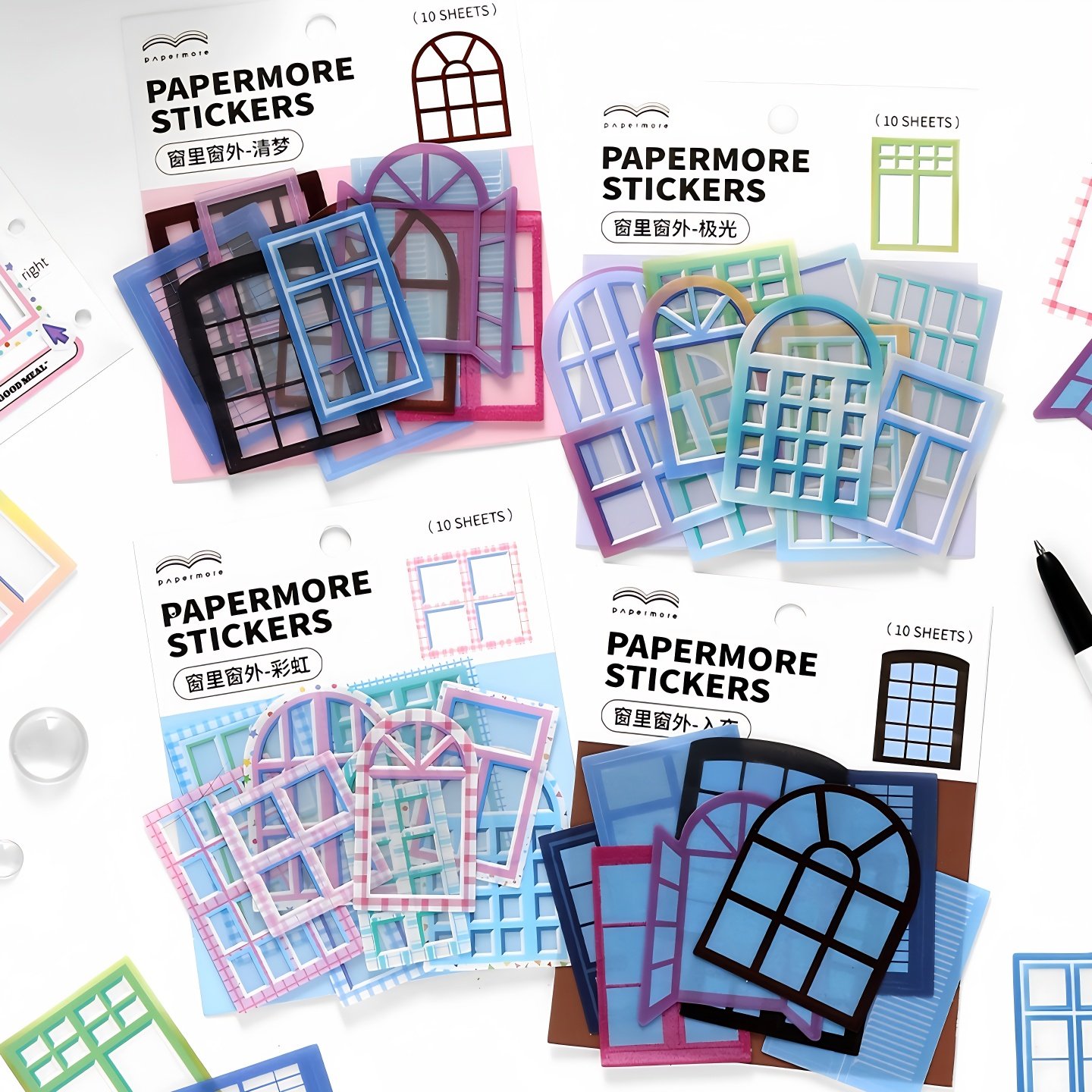 窗里窗外雾面pet手帐贴纸复古花窗窗户相册手账DIY造景装饰素材,文具电教/文化用品/商务用品,贴纸/立体贴纸,淘宝优惠券,粉丝福利购,淘宝优惠卷