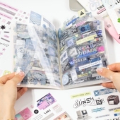 语闲云边浅印PET透明英文手帐贴纸书文字装 饰贴画diy手账贴纸本