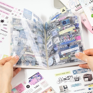语闲云边浅印PET透明英文手帐贴纸书文字装饰贴画diy手账贴纸本