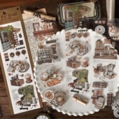 infeelme再爱一次人间PET分段胶带食物咖啡复古手帐装 饰贴纸