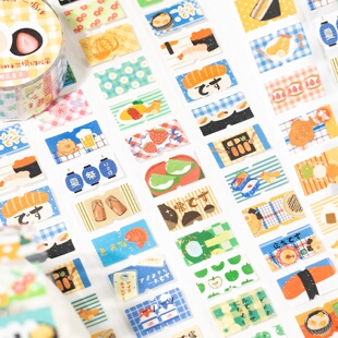 语闲旧时和风标签模切手帐胶带复古昭和日系古早手账装饰索引贴纸