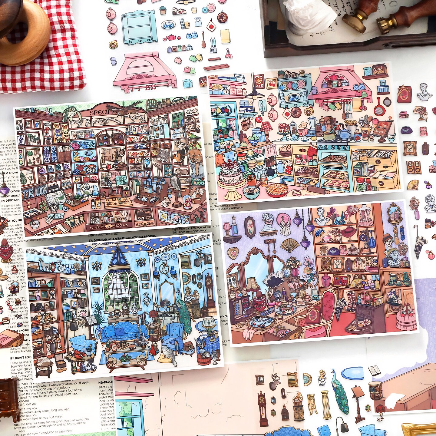 papermore小角落13.0造景贴纸码货立体小屋微缩场景带定位线贴画
