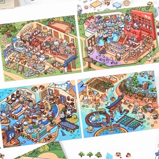 infeelme今日营业中第八弹2.5D造景贴纸大号微缩场景立体小屋贴画