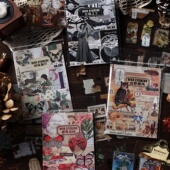 岛屿山风手帐PET贴纸复古高颜值植物拼贴贴画手账拼贴贴纸书