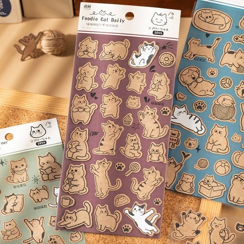 语闲喵喵萌贴猫咪手帐贴纸书可爱卡通动物猫猫喵星人手账装饰贴画