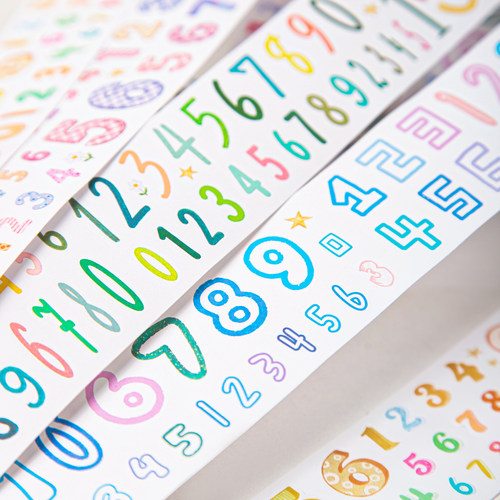 花样数字模切pet手帐胶带贴纸