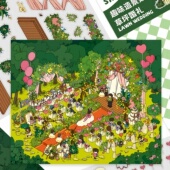 黑包造景贴纸草坪婚礼3d小屋立体大尺寸场景收纳微缩贴画高难度