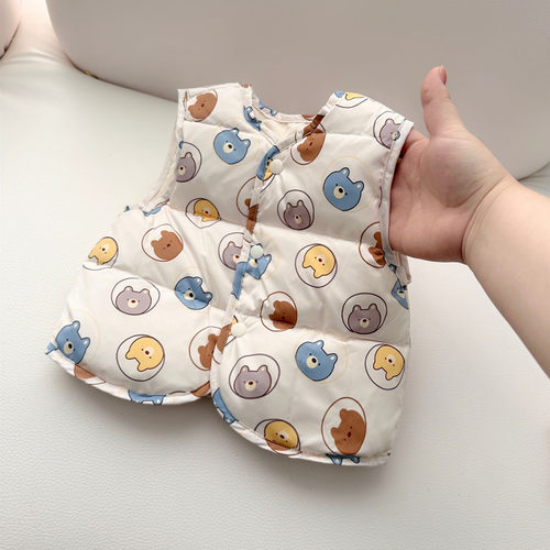 宝宝冬季保暖马甲婴儿衣服男女儿童白鸭绒羽绒服婴幼儿内胆小马甲