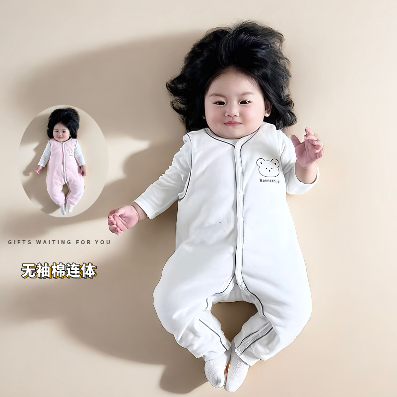 清仓冬季婴幼儿宝宝纯棉无袖连体衣新生儿无骨保暖夹棉连身衣爬服,童装/婴儿装/亲子装,连身衣/爬服/哈衣,淘宝优惠券,粉丝福利购,淘宝优惠卷