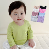 打底衫 2026春夏季 婴幼儿莫代尔无痕无骨儿童长袖 男女宝宝上衣T恤
