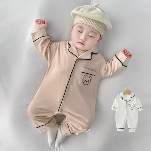 早秋新款洋气婴儿纯棉衣服新生儿无骨男女宝宝连体衣春秋爬爬服