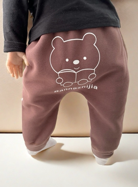 婴儿裤子无骨纯棉加绒男女宝宝宽松大PP裤子儿童哈伦大屁屁裤秋冬