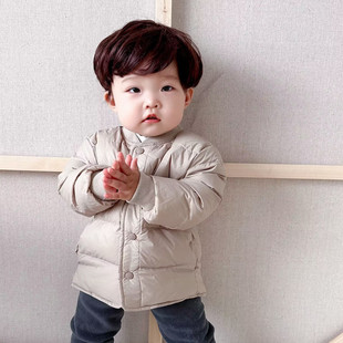 宝宝轻薄柔软羽绒服内胆男女儿童冬季中厚小开衫中小童白鸭绒外套