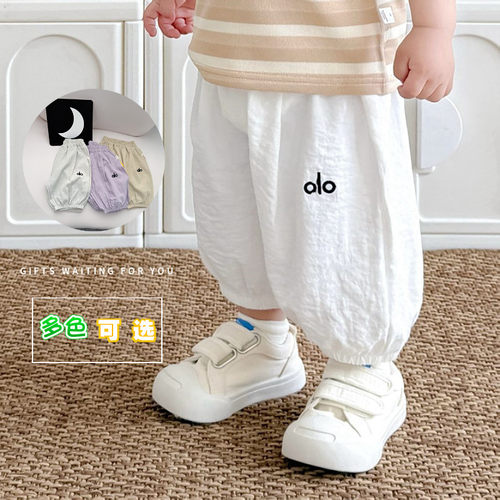 摩卡色男女宝宝7分裤中裤夏季薄款韩气小童男女儿童白色裤子夏装