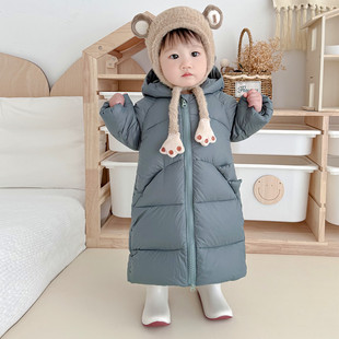儿童羽绒服外套加厚加长款90白鸭绒宝宝羽绒服男童女童冬季衣服