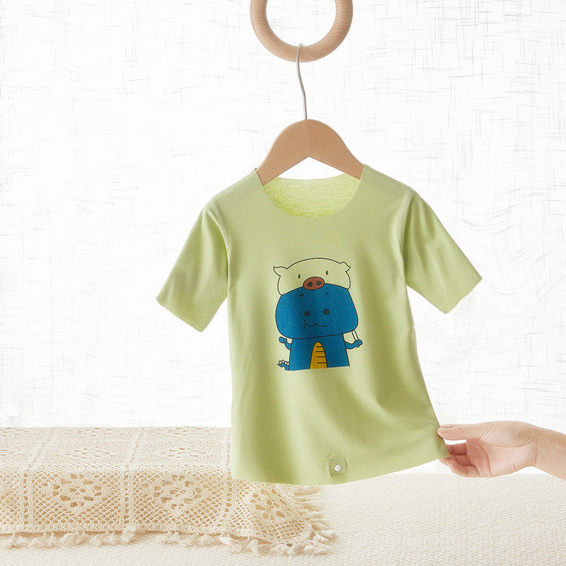 婴儿夏季无骨薄款七分袖莫代尔连体衣空调睡衣儿童睡袋宝宝居家服